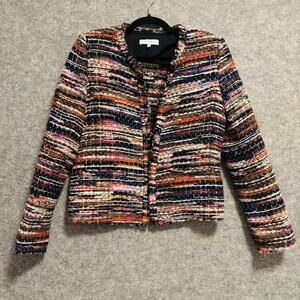 IRO Jacket Womens US 6 Medium Multicolor Namanta Woven Tweed Open Front Pockets